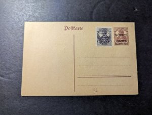 Mint Germany Olsztyn Allenstein Plebiscite Overprint Postal Stationery Postcard