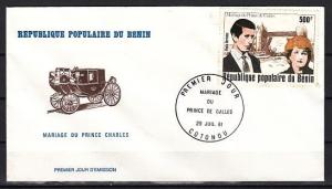 Benin, Scott cat. C293. Diana`s Royal Wedding on a First Day Cover.