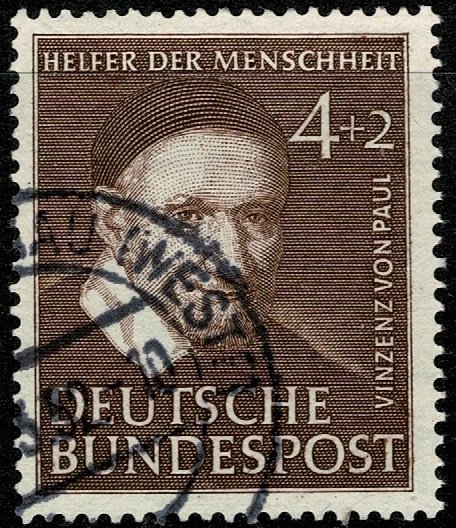 GERMANY 1951 HUMANITARIAN FUND 4pf+2pf USED (VFU) SG1069 Wmk.263 P.14 SUPERB