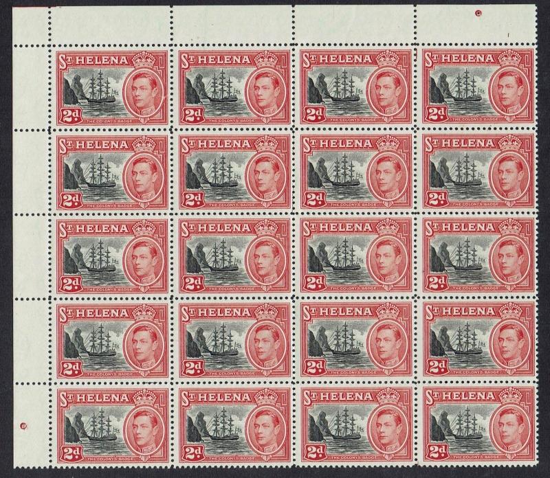 ST HELENA 1949 KGVI SHIP 2D BLOCK MNH **