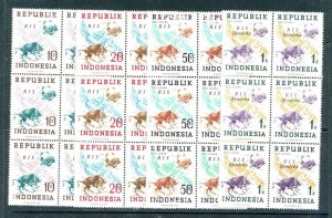 Indonesia #62-65a blocks & SHEET - UPU (NEVER HINGED) cv$26.50