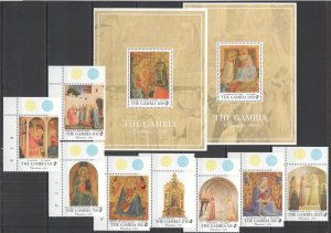 B0277 Gambia Art Paintings Christmas 1991 Fra Angelico #1284-91 1Set+2Bl Mnh