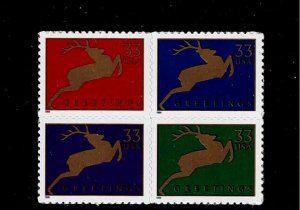 US Scott #3356-59, Block of 4 1999 Reindeer 33c VF MNH