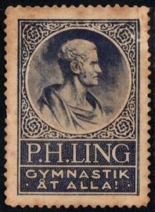 1930 Sweden Poster Stamp P.H. Ling Gymnastics For All! Unused