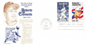 Aristocrat. FDC Combo #2097 Roberto Clemente Puerto Rico #2046 Baseball 1984