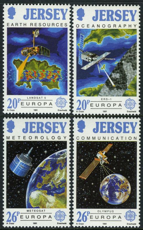 Jersey 559-562, MNH. EUROPA CEPT. Satellites and their functions, 1991