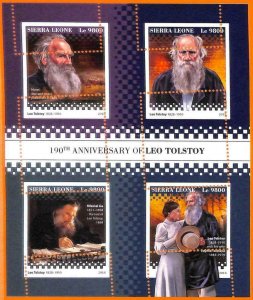 A6883 - SIERRA LEONE, Error, 2018, MISSPERF MINIATURE S: Leo Tolstoy, Literature-