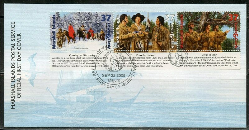 MARSHALL ISLANDS  SEP 22, 2005 LEWIS & CLARK SET FIRST DAY COVER