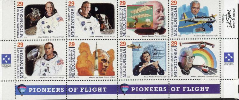 Micronesia 191 Bottom Block MNH Aircraft, Space, Aviators