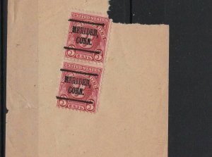 US 3 CENT POSTAGE DUE WITH PRE CANCEL MERIDEN CONN