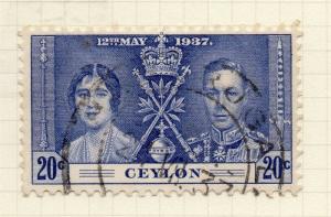 Ceylon 1937 Early Issue Fine Used 20c. 299121