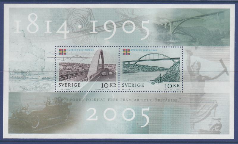 Sweden 2005 MNH Scott #2514 Sheet of 2 10k Dissolution of Sweden-Norway Union...