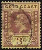 Gold Coast SG#77 Used - 1913 3d.  - Kings, Numbers - Values