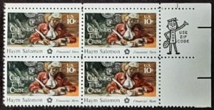 US Scott # 1561; 10c Haym Salomon from 1975; MNH, og, VF; Block of 4