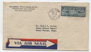 1938 San Juan PR airmail cover c7 to Mount Hermon MA [6525.198]