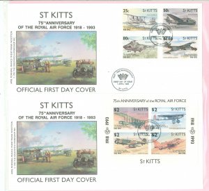 St. Kitts 351-55 Airplanes - 2 FDCs