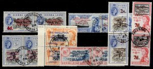 SIERRA LEONE QEII SG273a-283a, 7 x PAIRS, VERY FINE USED CDS.