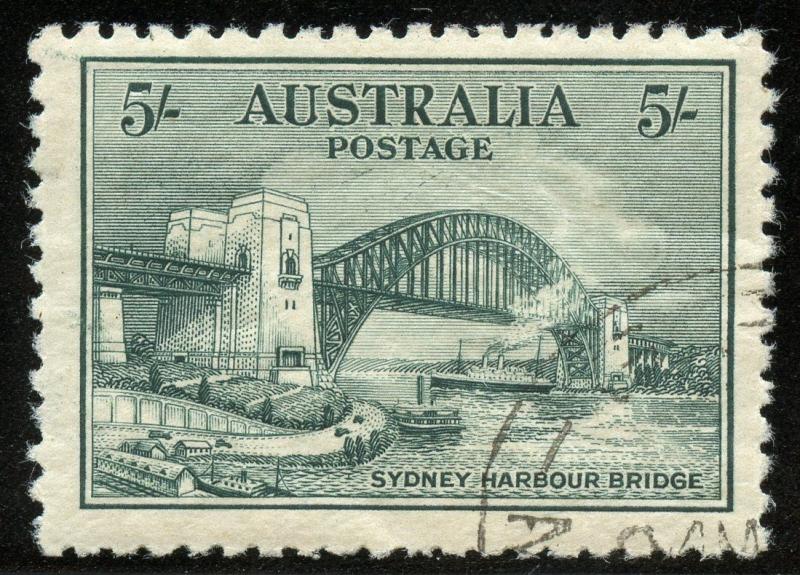 AUSTRALIA SCOTT#132   5/ SYDNEY BRIDGE WITH FULL GUM --SCOTT VALUE $350.00