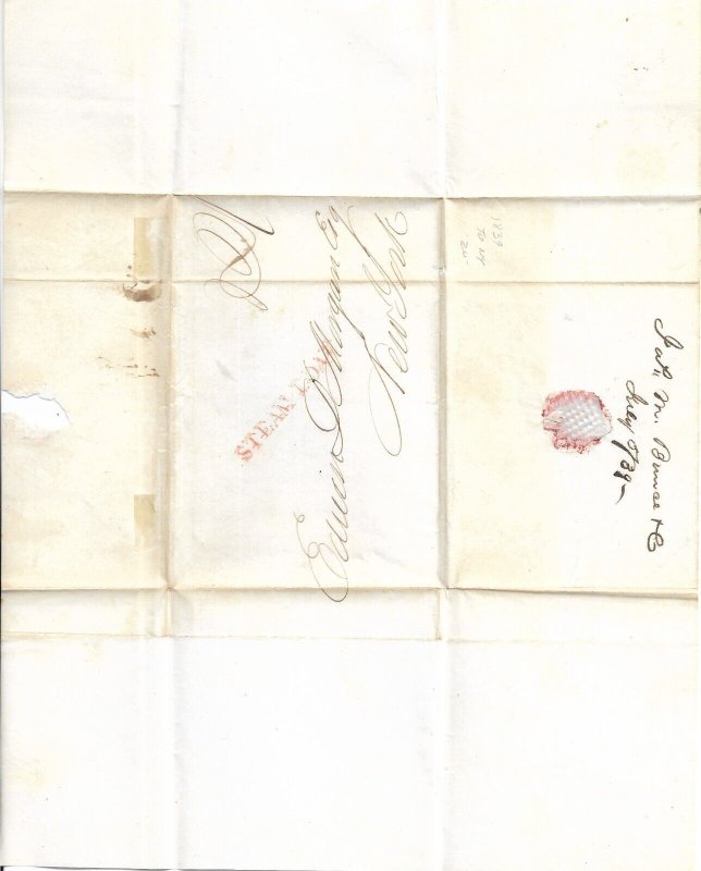 Stampless: 1839 STEAMBOAT to New York, NY (60719)