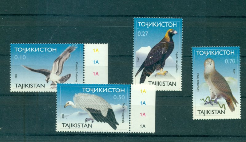 Tajikistan - Sc# 161-4. 2001 Birds of Prey. MNH $6.75.