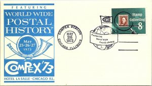 WORLDWIDE POSTAL HISTORY EXHIBITION CACHET EVENT COVER AT COMPEX STATION 1973 (2