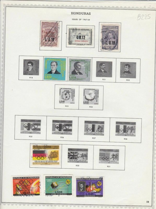 honduras issues of 1967/68 & 1969/70 stamps sheet ref 17801