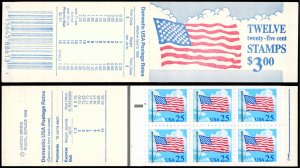 US Sc BK161 (2285Ac) MNH COMPLETE BKLT -1988 Flag With Clouds