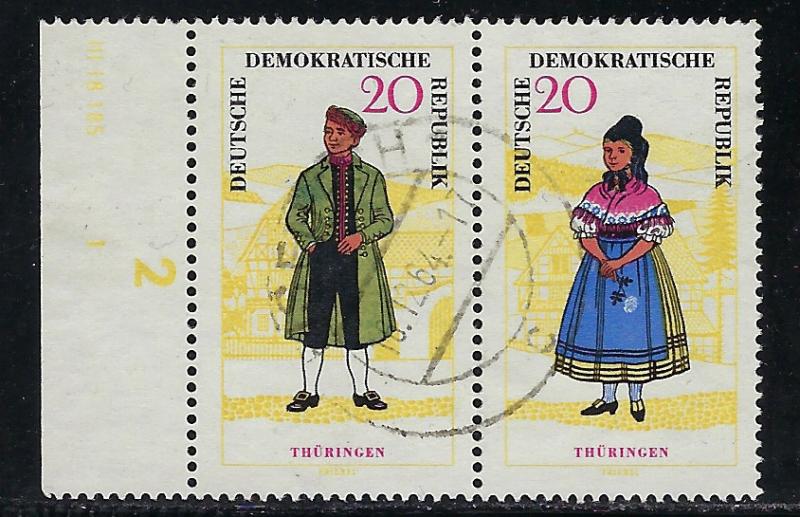 German Democratic Republic Scott # 744a, used, se-tenant, variation