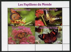 CONGO B. - 2013 - Butterflies of the World #5 - Perf 4v Sheet -Mint Never Hinged