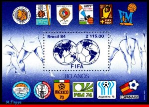 1921 BRAZIL 1984 FIFA, 80 YEARS, SYMBOLS OF WORLD CUPS, SOCCER FOOTBALL, MNH