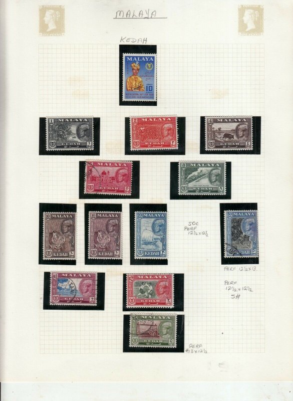 KEDAH COLLECTION ON 8 ALBUM PAGES MINT/USED. (1921 $5 USED)