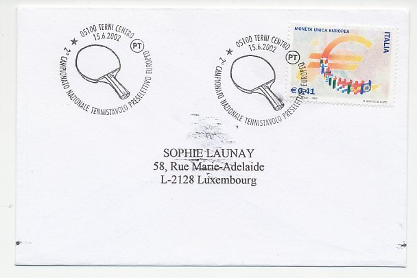 Cover / Postmark Italy 2002 Table tennis - National pre-selection European Champ