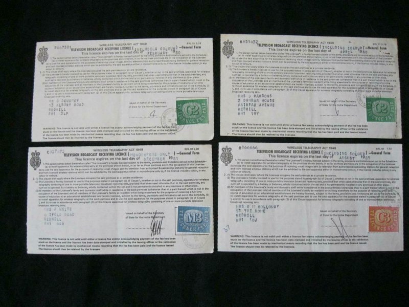 8 TV LICENCES WITH TV LICENCE STAMPS