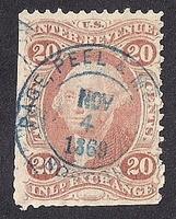 #R42C 20 cents Inland Exchange Revenue 1870 Stamp used VF