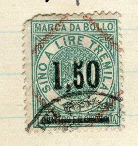 ITALY; Early 1900s Marca da Bollo Revenue issue used 1.5L value