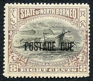 North Borneo SGD19 8d Black and Brown Purple M/M Cat 65 Pounds