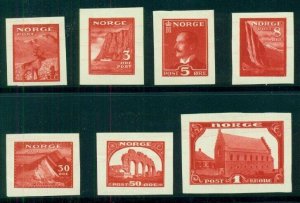 NORWAY 1914 ESSAYS, First Printing Imperforates in RED, group of 7 values