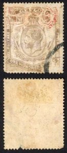 Ceylon SG321 100R wmk Mult Crown CA Fiscally Used with Faults