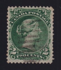 Canada Sc #24a (1868) 2c green Large Queen Watermarked Bothwll Paper VF Used