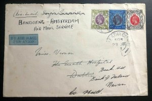 1933 Hong Kong Early Airmail Cover to Bank Of Ireland Dublin Via Bandoeng Amater