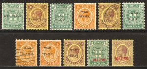 Jamaica Scott MR1-2,MR4-5,MR7,MR8a,MR9-11 Unused/Used H - 1916-19 War Tax Stamps