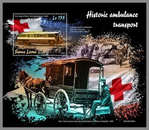SIERRA LEONE 2023 MNH Historic ambulance transport S/S #736b1