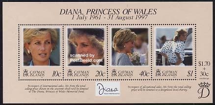 Cayman Islands 1998, Death of Diana s/s, MNH