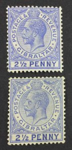 MOMEN: GIBRALTAR SG #94,94a SCRIPT CA 1921 MINT OG VLH £625 LOT #64349