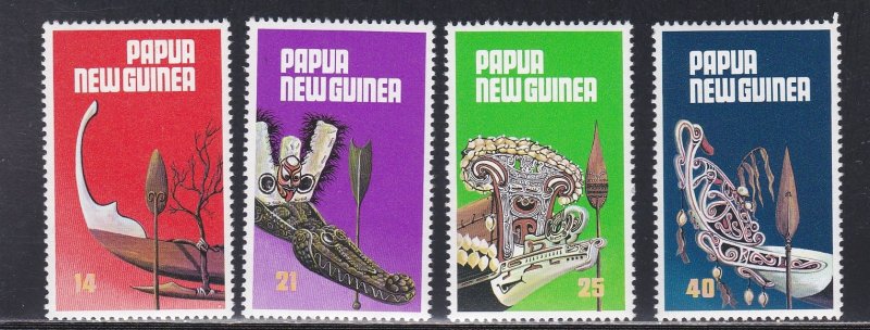 Papua New Guinea # 495-498, Canoe Prows & Paddles, Mint NH