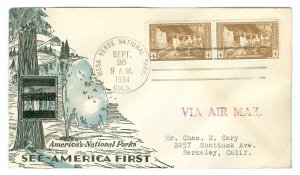 Scott 743 1934 4c National Parks First Day Cover Cat $2.75
