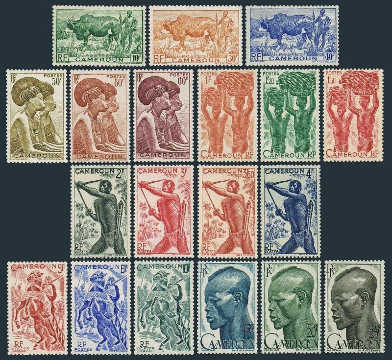 Cameroun 304-321,lightly hinged. Zebu,Ticar women,Bananas,Bowman,Lamido horsemen