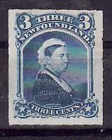 Newfoundland-Sc#39- id13-unused no gum rouletted 3c blue QV-1877-