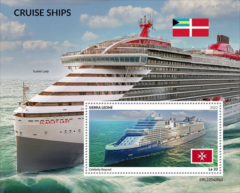 Sierra Leone - 2022 Cruise Ships - Stamp Souvenir Sheet - SRL220426b2