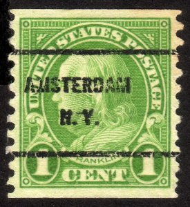 1923, US 1c, Franklin, Used, XF/Sup Amsterdam precancel, Sc 597